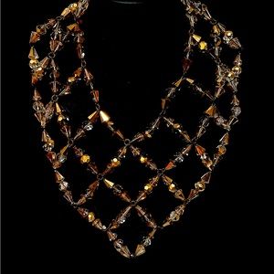 Vintage 1960s hand strung Crystal bib necklace/choker
